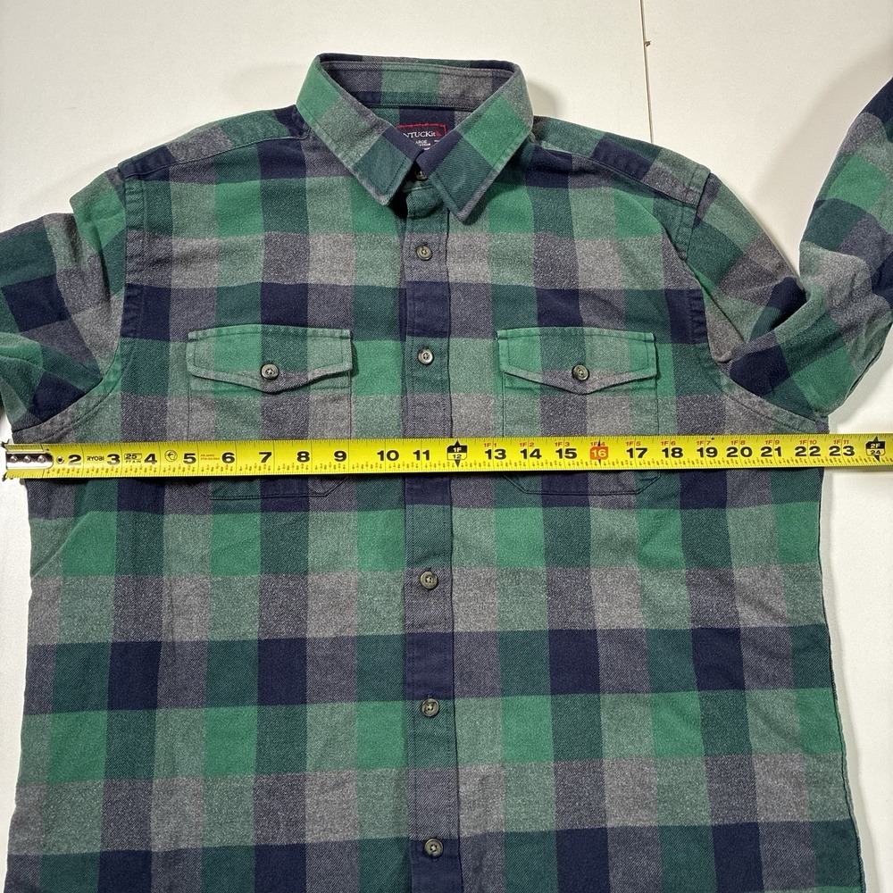 UNTUCKit Flannel Shirt Large Green Plaid Capannelle Cotton Button Down - Picture 5 of 8
